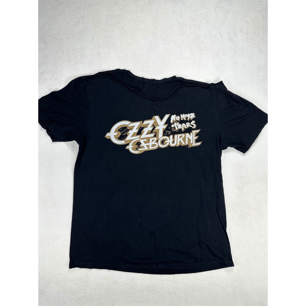 Ozzy Osbourne No More Tears Distressed Graphic T-Shirt Black Rock Band Tee Women